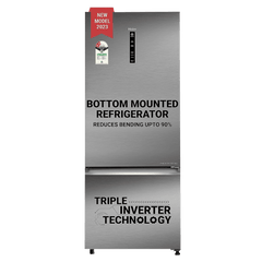 Haier 445 Litres 2 Star Frost Free Double Door Bottom Mount Convertible Refrigerator with Triple Inverter Technology (HRB-4952BIS-P, Inox Steel)