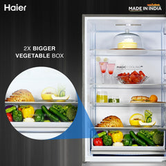 Haier 445 Litres 2 Star Frost Free Double Door Bottom Mount Convertible Refrigerator with Triple Inverter Technology (HRB-4952BIS-P, Inox Steel)