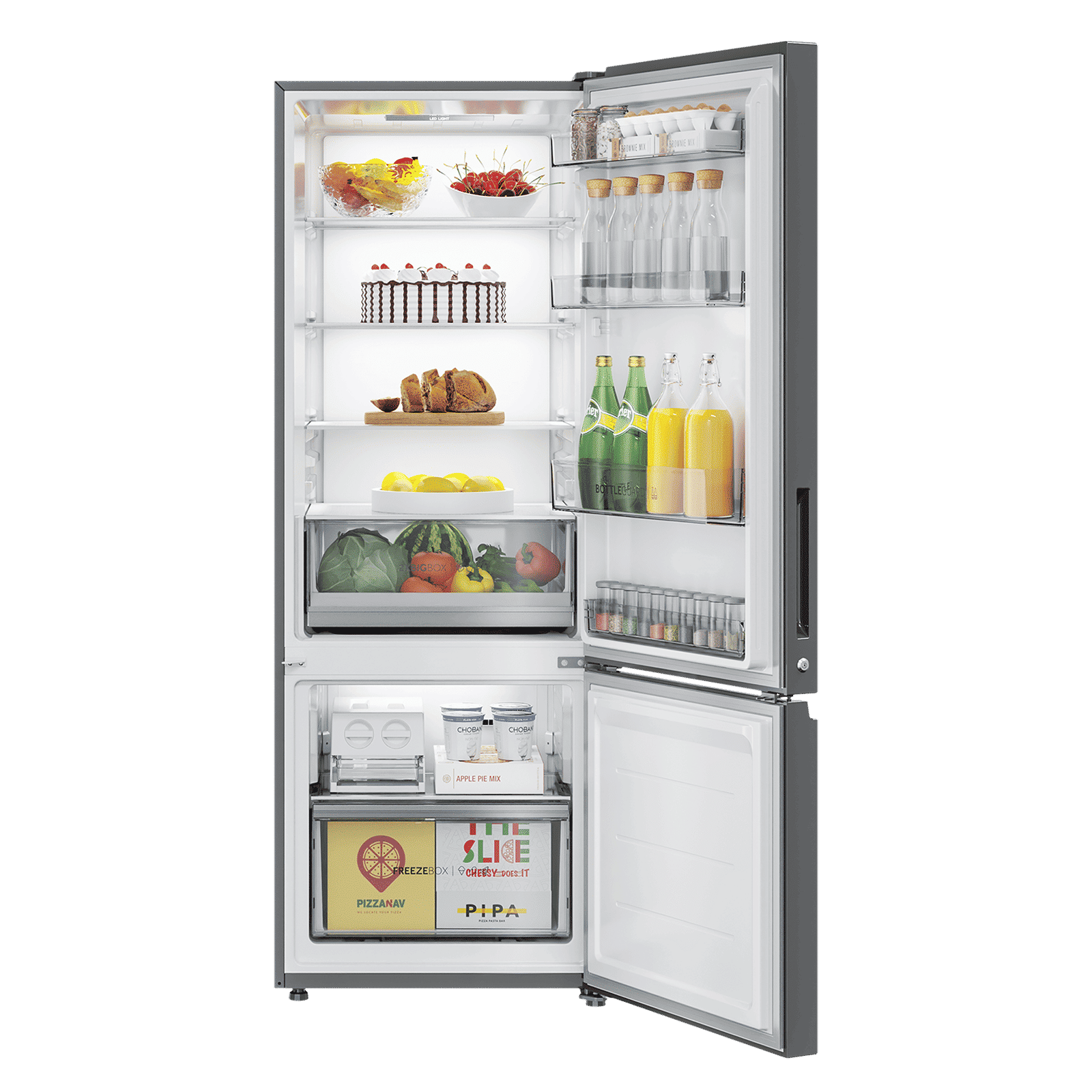 Haier 445 Litres 2 Star Frost Free Double Door Bottom Mount Convertible Refrigerator with Triple Inverter Technology (HRB-4952BIS-P, Inox Steel)