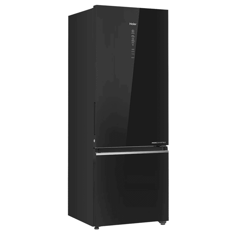 Haier 445 Litres 2 Star Frost Free Double Door Bottom Mount Convertible Refrigerator with Triple Inverter Technology (HRB-4952CKG-P, Black Glass)