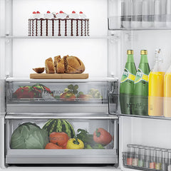 Haier 445 Litres 2 Star Frost Free Double Door Bottom Mount Convertible Refrigerator with Triple Inverter Technology (HRB-4952CKG-P, Black Glass)