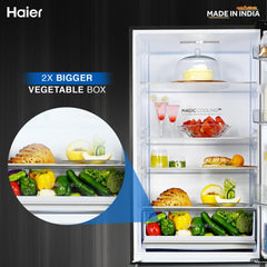 Haier 445 Litres 2 Star Frost Free Double Door Bottom Mount Convertible Refrigerator with Triple Inverter Technology (HRB-4952CKG-P, Black Glass)