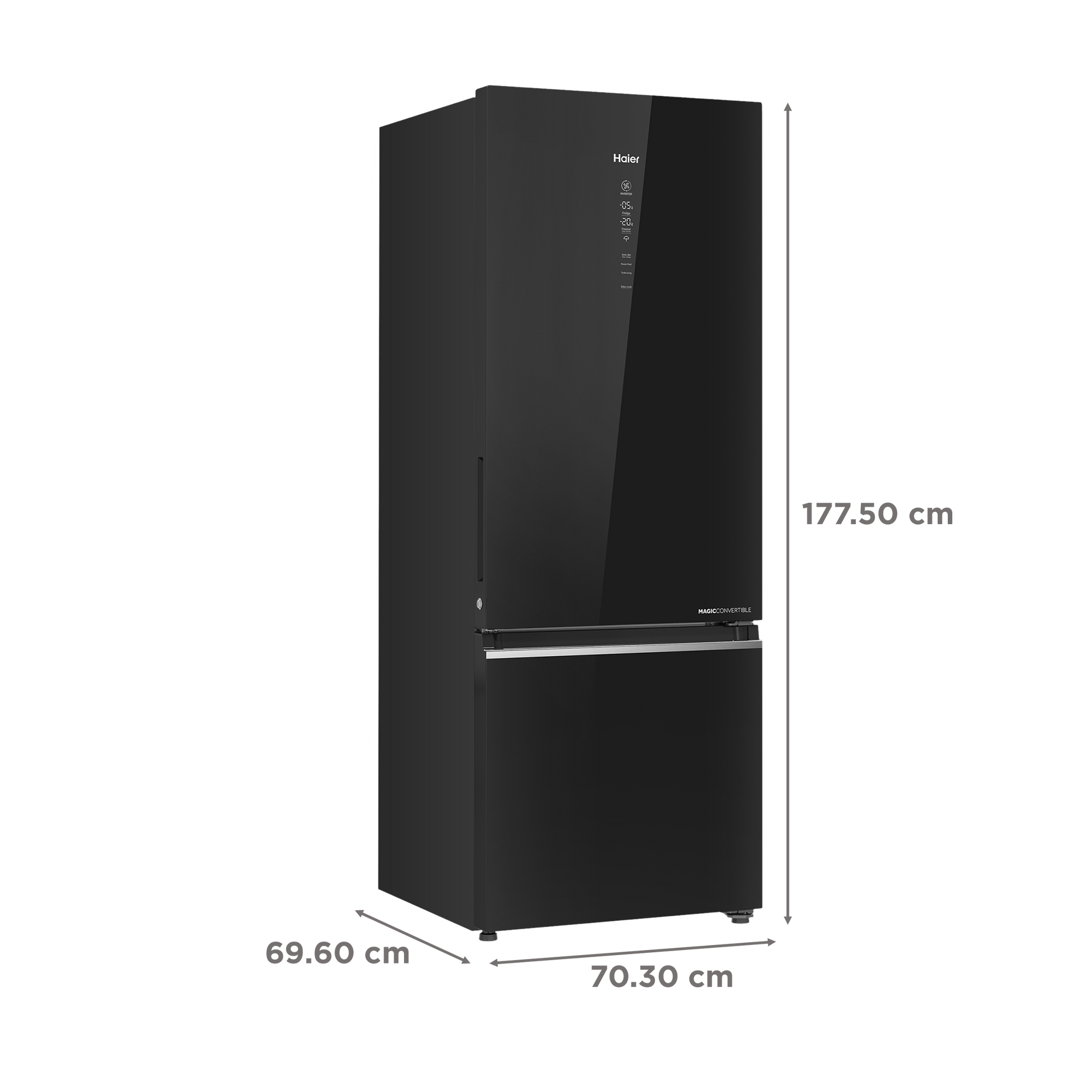 Haier 445 Litres 2 Star Frost Free Double Door Bottom Mount Convertible Refrigerator with Triple Inverter Technology (HRB-4952CKG-P, Black Glass)