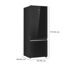 Haier 445 Litres 2 Star Frost Free Double Door Bottom Mount Convertible Refrigerator with Triple Inverter Technology (HRB-4952CKG-P, Black Glass)