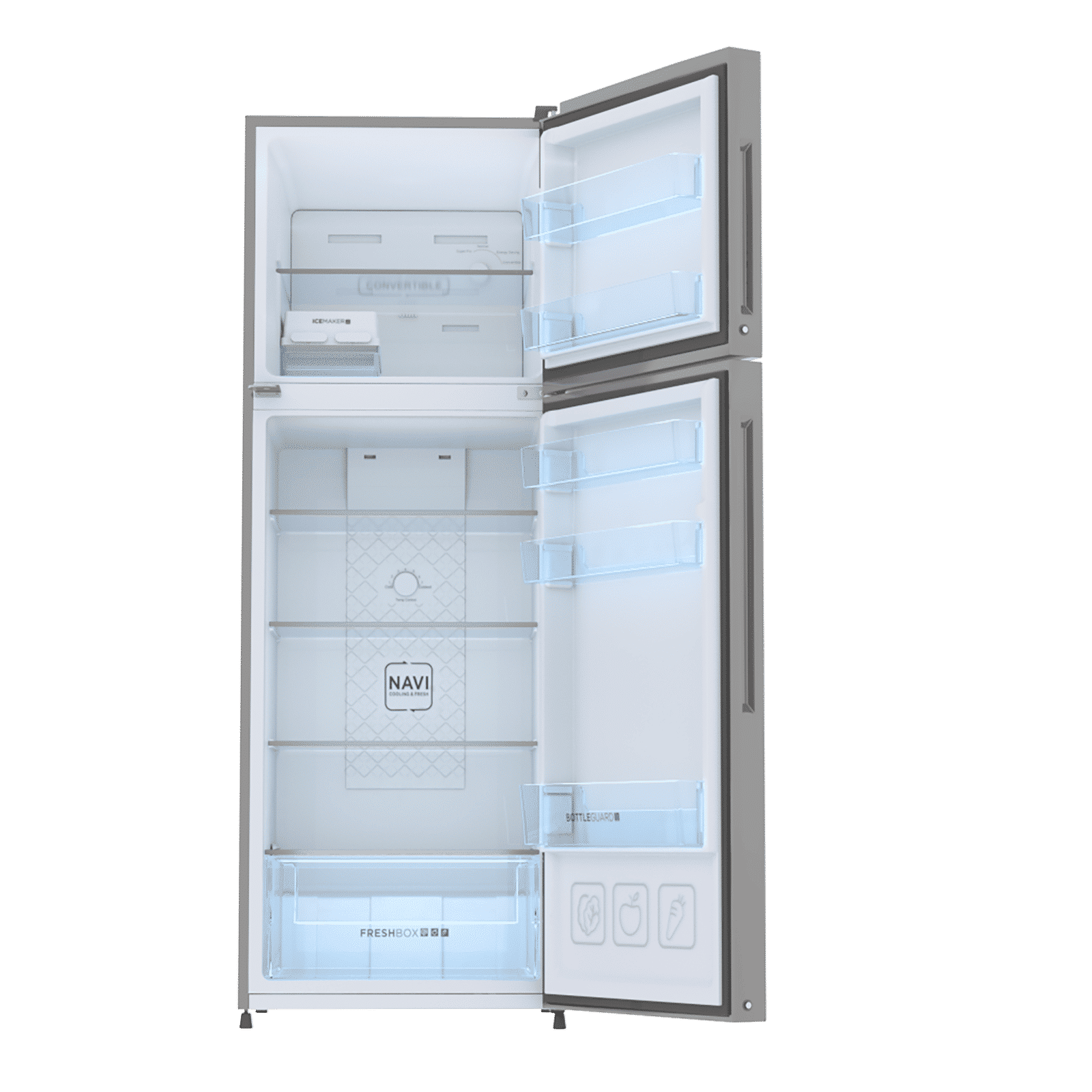Haier 240 Litres 2 Star Frost Free Double Door Convertible Refrigerator with Turbo Icing (HRF-2902BMS-P, Moon Silver)