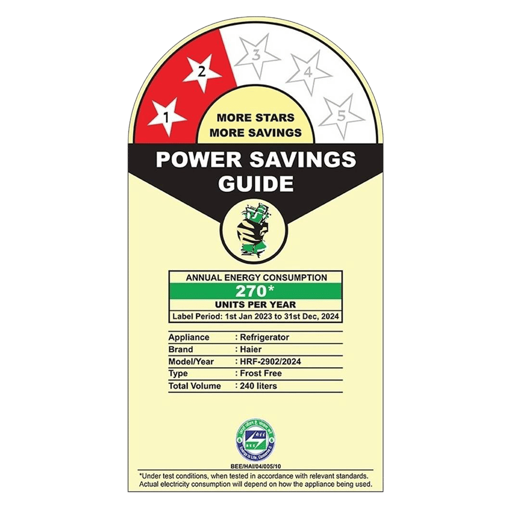 Haier 240 Litres 2 Star Frost Free Double Door Convertible Refrigerator with Turbo Icing (HRF-2902BMS-P, Moon Silver)