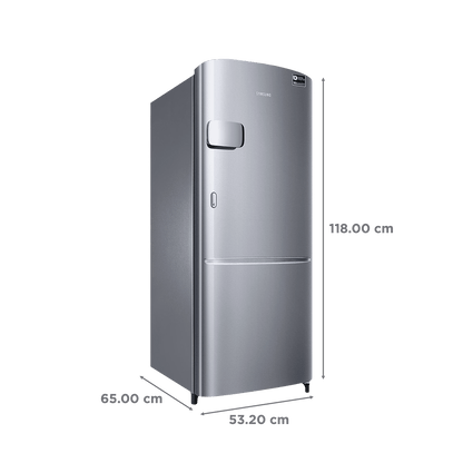 SAMSUNG Stylish Grande 183 Litres3 Star Direct Cool Single Door Refrigerator with Anti Bacterial Gasket (RR20C2Y23S8/HL, Elegant Inox)