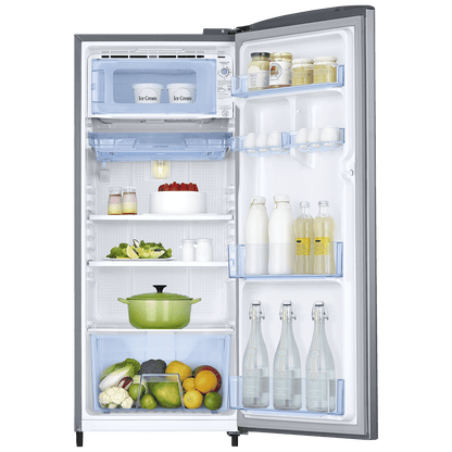 SAMSUNG Stylish Grande 183 Litres3 Star Direct Cool Single Door Refrigerator with Anti Bacterial Gasket (RR20C2Y23S8/HL, Elegant Inox)