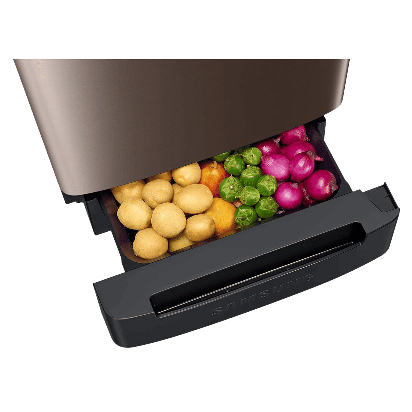 SAMSUNG Horizontal Curve 189 Litres 5 Star Direct Cool Single Door Refrigerator with Anti Bacterial Gasket (RR21C2H25DX/HL, Luxe Brown)