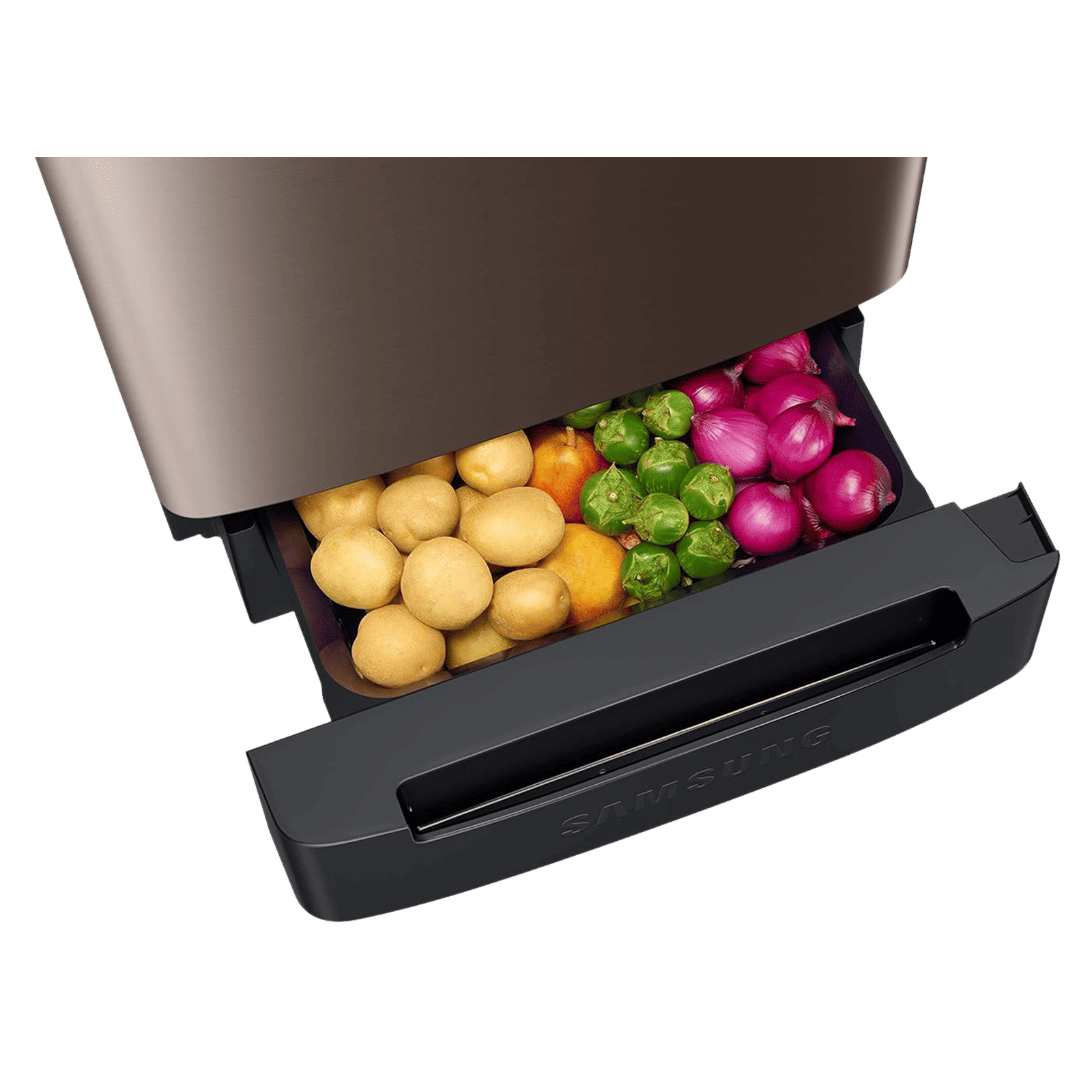 SAMSUNG Horizontal Curve 189 Litres 5 Star Direct Cool Single Door Refrigerator with Anti Bacterial Gasket (RR21C2H25DX/HL, Luxe Brown)