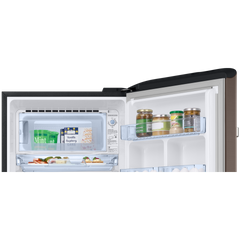 SAMSUNG Horizontal Curve 189 Litres 5 Star Direct Cool Single Door Refrigerator with Anti Bacterial Gasket (RR21C2H25DX/HL, Luxe Brown)