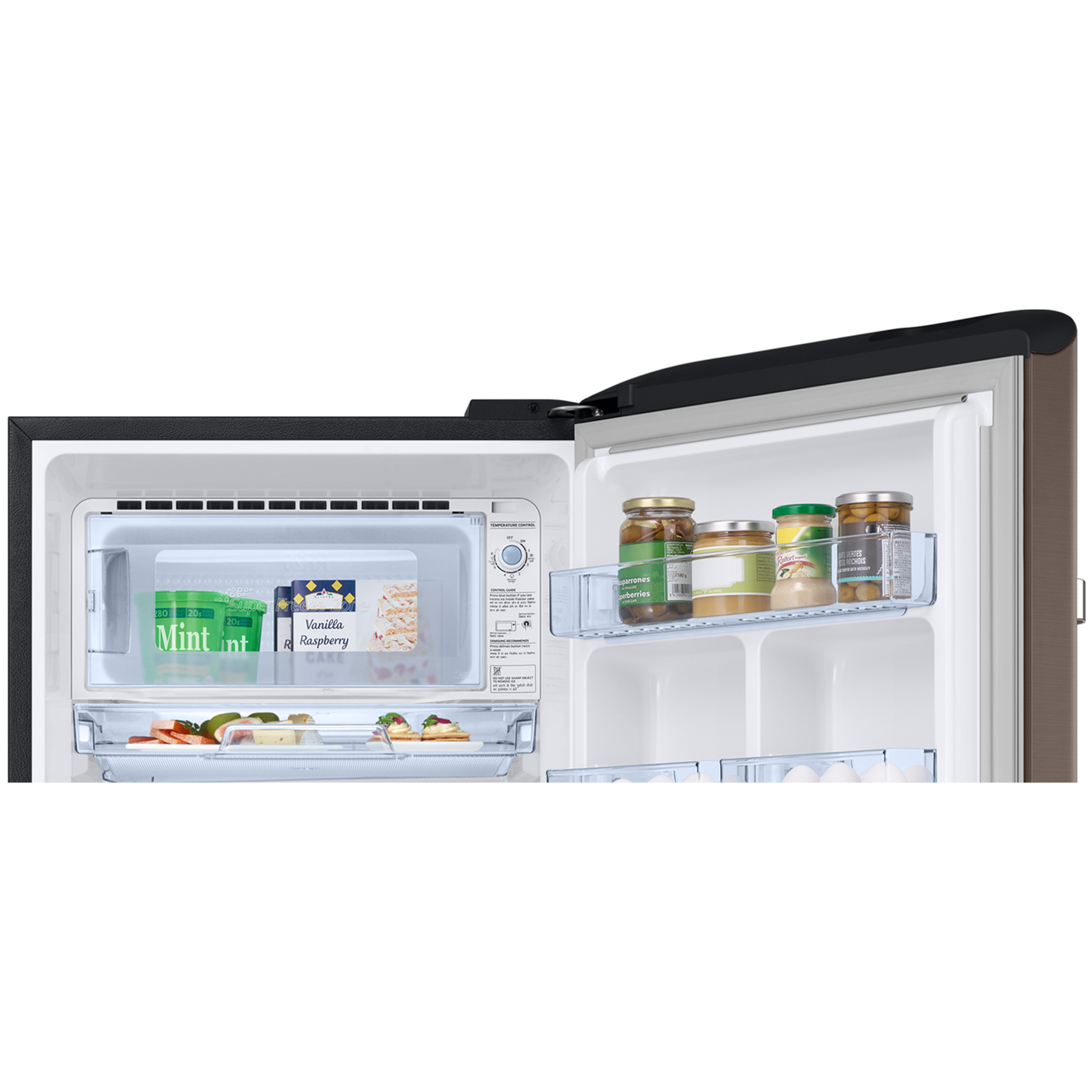 SAMSUNG Horizontal Curve 189 Litres 5 Star Direct Cool Single Door Refrigerator with Anti Bacterial Gasket (RR21C2H25DX/HL, Luxe Brown)
