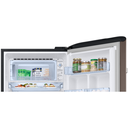 SAMSUNG Horizontal Curve 189 Litres 5 Star Direct Cool Single Door Refrigerator with Anti Bacterial Gasket (RR21C2H25DX/HL, Luxe Brown)