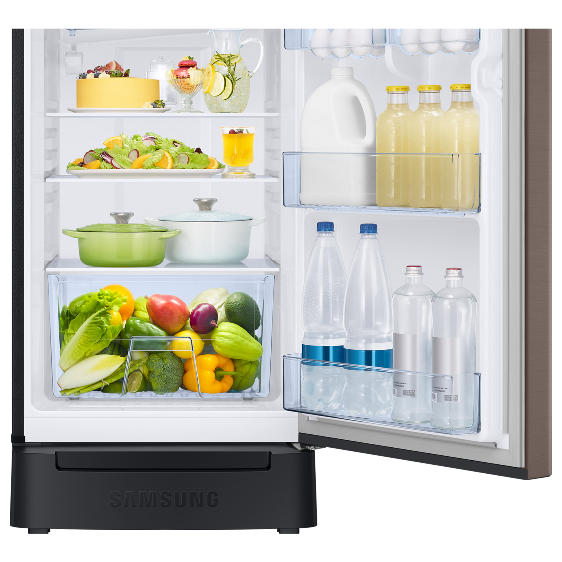 SAMSUNG Horizontal Curve 189 Litres 5 Star Direct Cool Single Door Refrigerator with Anti Bacterial Gasket (RR21C2H25DX/HL, Luxe Brown)