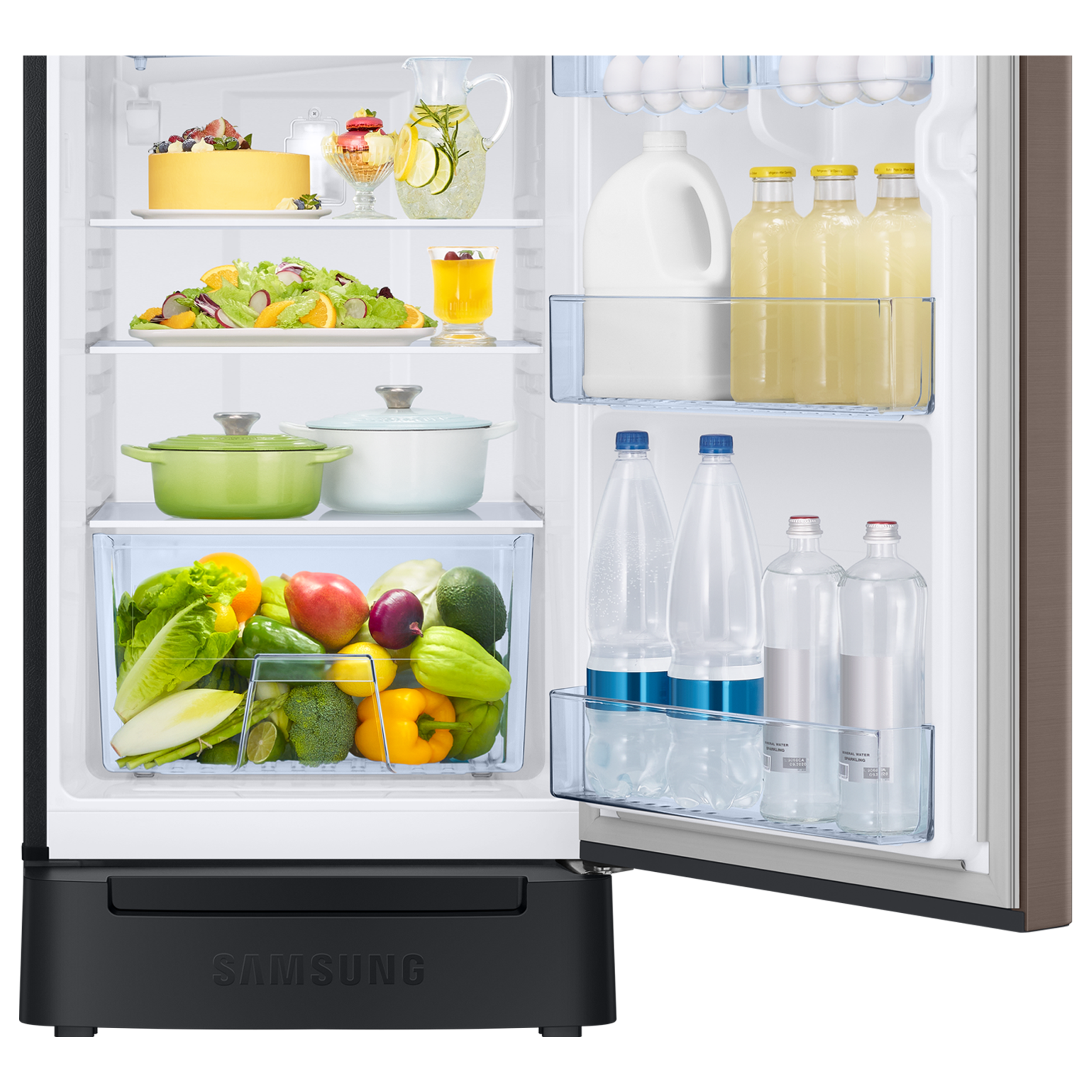 SAMSUNG Horizontal Curve 189 Litres 5 Star Direct Cool Single Door Refrigerator with Anti Bacterial Gasket (RR21C2H25DX/HL, Luxe Brown)