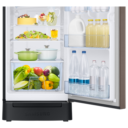 SAMSUNG Horizontal Curve 189 Litres 5 Star Direct Cool Single Door Refrigerator with Anti Bacterial Gasket (RR21C2H25DX/HL, Luxe Brown)