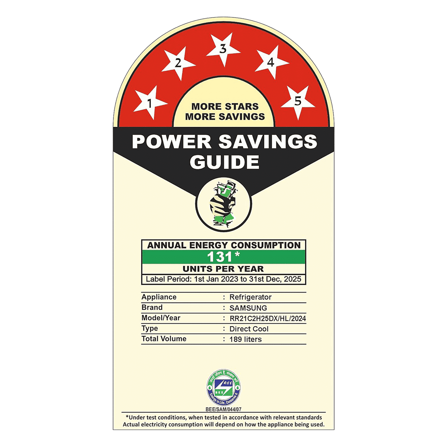 SAMSUNG Horizontal Curve 189 Litres 5 Star Direct Cool Single Door Refrigerator with Anti Bacterial Gasket (RR21C2H25DX/HL, Luxe Brown)