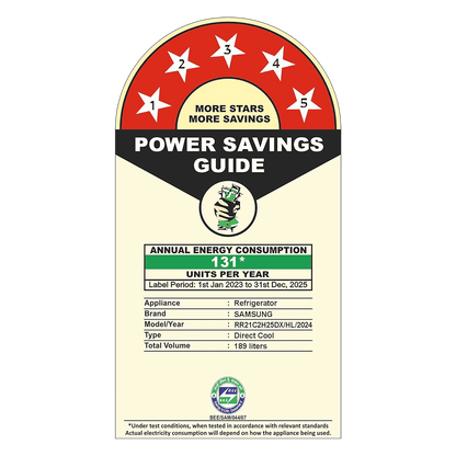 SAMSUNG Horizontal Curve 189 Litres 5 Star Direct Cool Single Door Refrigerator with Anti Bacterial Gasket (RR21C2H25DX/HL, Luxe Brown)