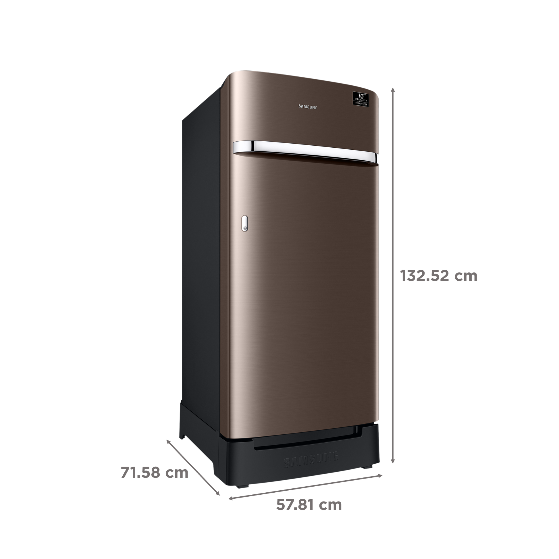 SAMSUNG Horizontal Curve 189 Litres 5 Star Direct Cool Single Door Refrigerator with Anti Bacterial Gasket (RR21C2H25DX/HL, Luxe Brown)