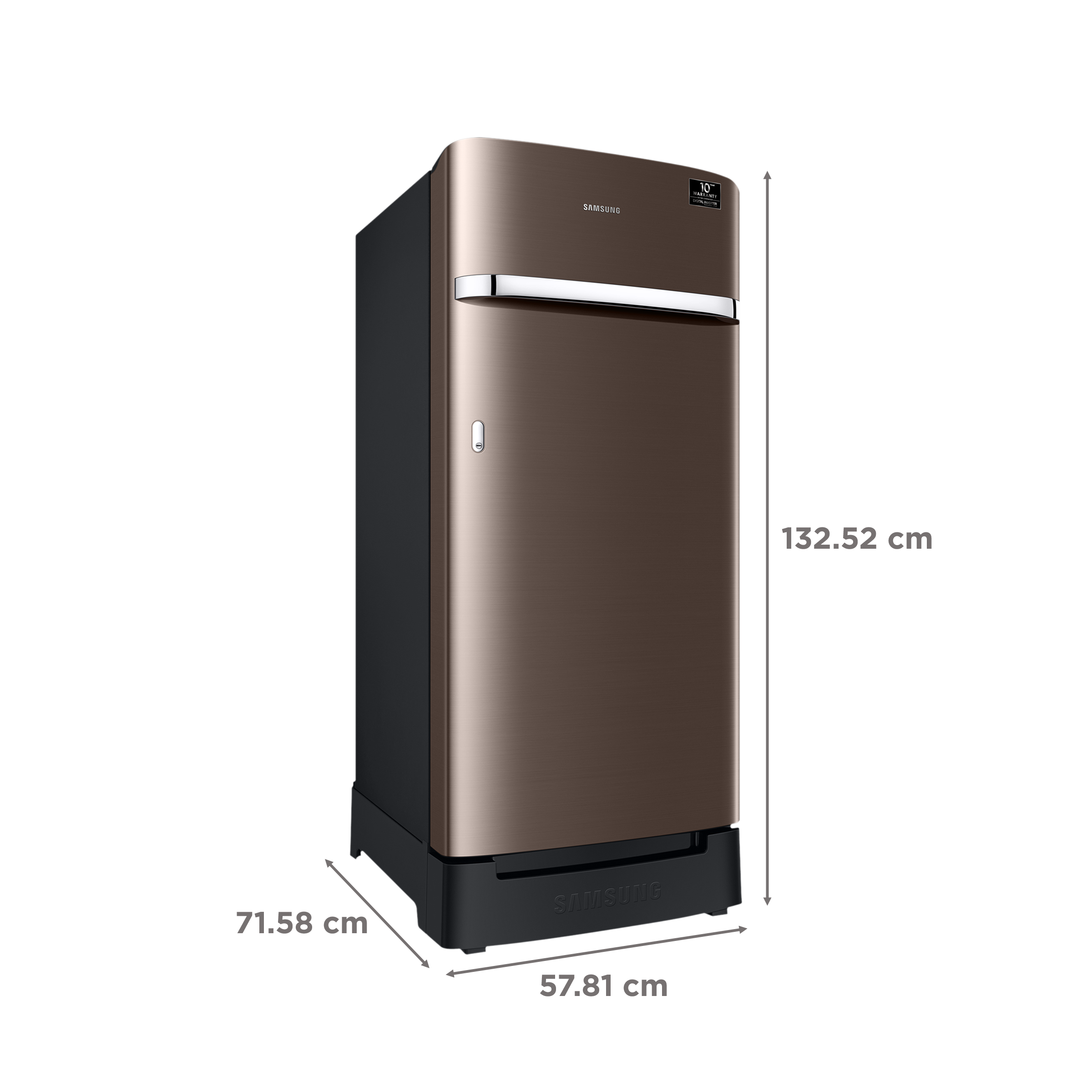 SAMSUNG Horizontal Curve 189 Litres 5 Star Direct Cool Single Door Refrigerator with Anti Bacterial Gasket (RR21C2H25DX/HL, Luxe Brown)