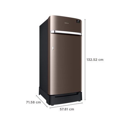 SAMSUNG Horizontal Curve 189 Litres 5 Star Direct Cool Single Door Refrigerator with Anti Bacterial Gasket (RR21C2H25DX/HL, Luxe Brown)