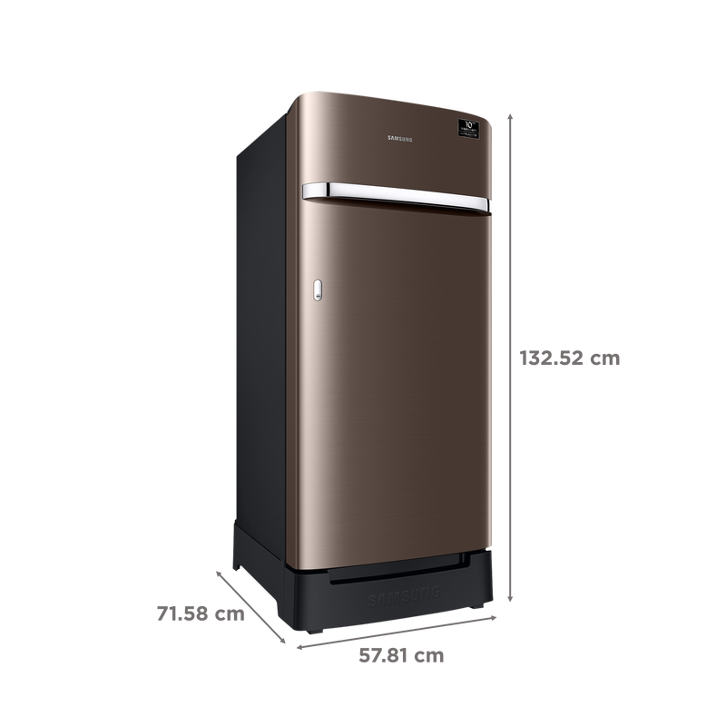 SAMSUNG Horizontal Curve 189 Litres 5 Star Direct Cool Single Door Refrigerator with Anti Bacterial Gasket (RR21C2H25DX/HL, Luxe Brown)