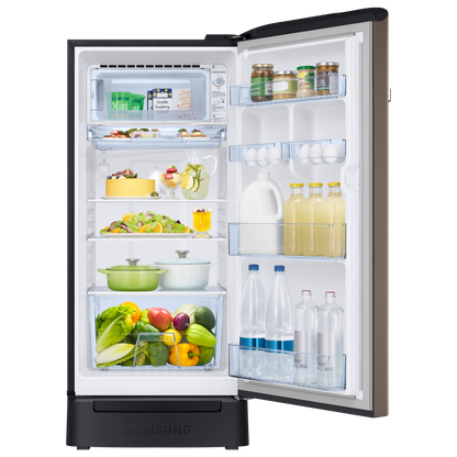 SAMSUNG Horizontal Curve 189 Litres 5 Star Direct Cool Single Door Refrigerator with Anti Bacterial Gasket (RR21C2H25DX/HL, Luxe Brown)