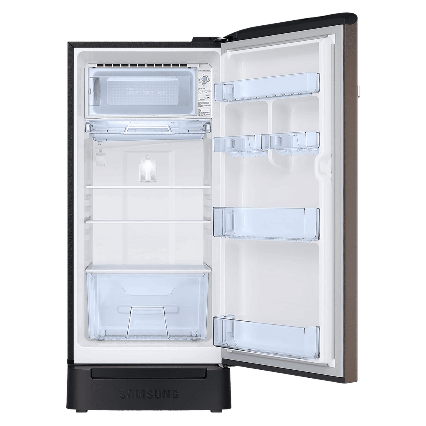 SAMSUNG Horizontal Curve 189 Litres 5 Star Direct Cool Single Door Refrigerator with Anti Bacterial Gasket (RR21C2H25DX/HL, Luxe Brown)