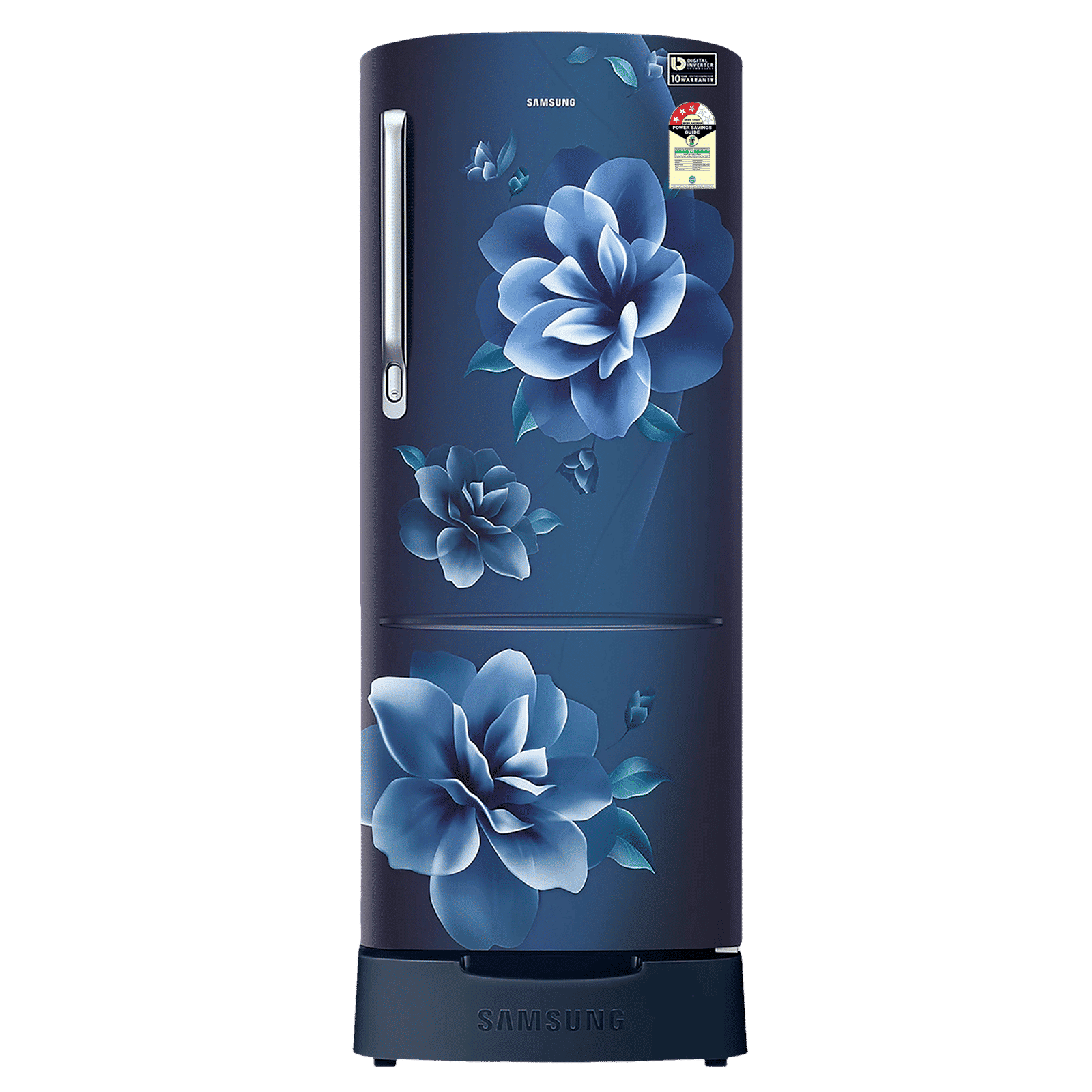 SAMSUNG Stylish Grande 223 Litres3 Star Direct Cool Single Door Refrigerator with Base Stand Drawer (RR24C2823CU/NL, Camellia Blue)