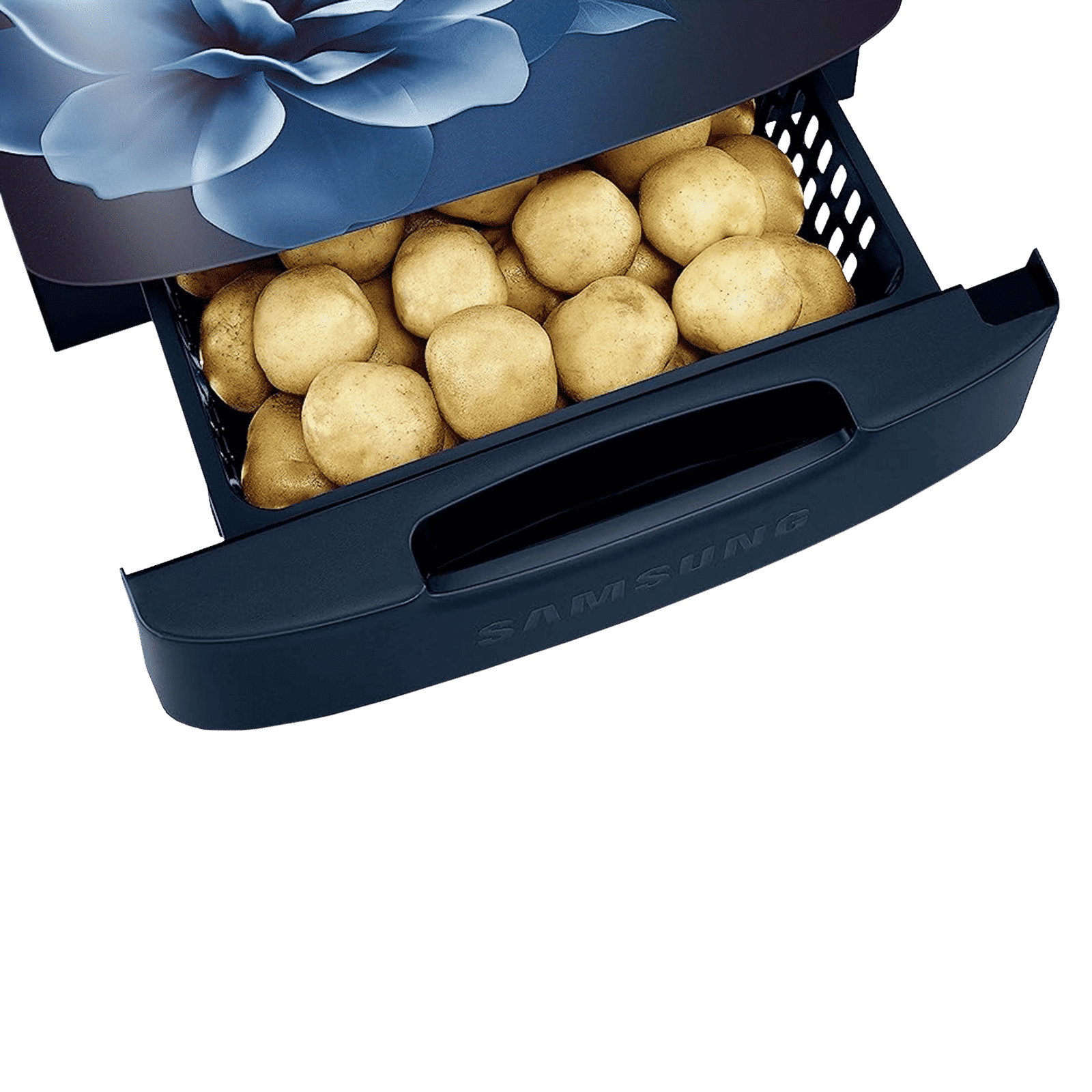 SAMSUNG Stylish Grande 223 Litres3 Star Direct Cool Single Door Refrigerator with Base Stand Drawer (RR24C2823CU/NL, Camellia Blue)