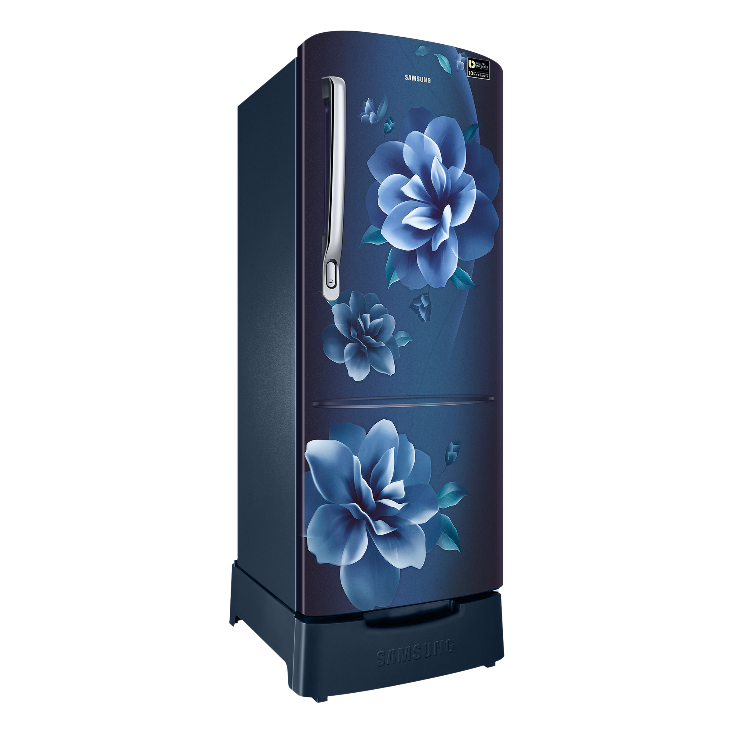 SAMSUNG Stylish Grande 223 Litres3 Star Direct Cool Single Door Refrigerator with Base Stand Drawer (RR24C2823CU/NL, Camellia Blue)