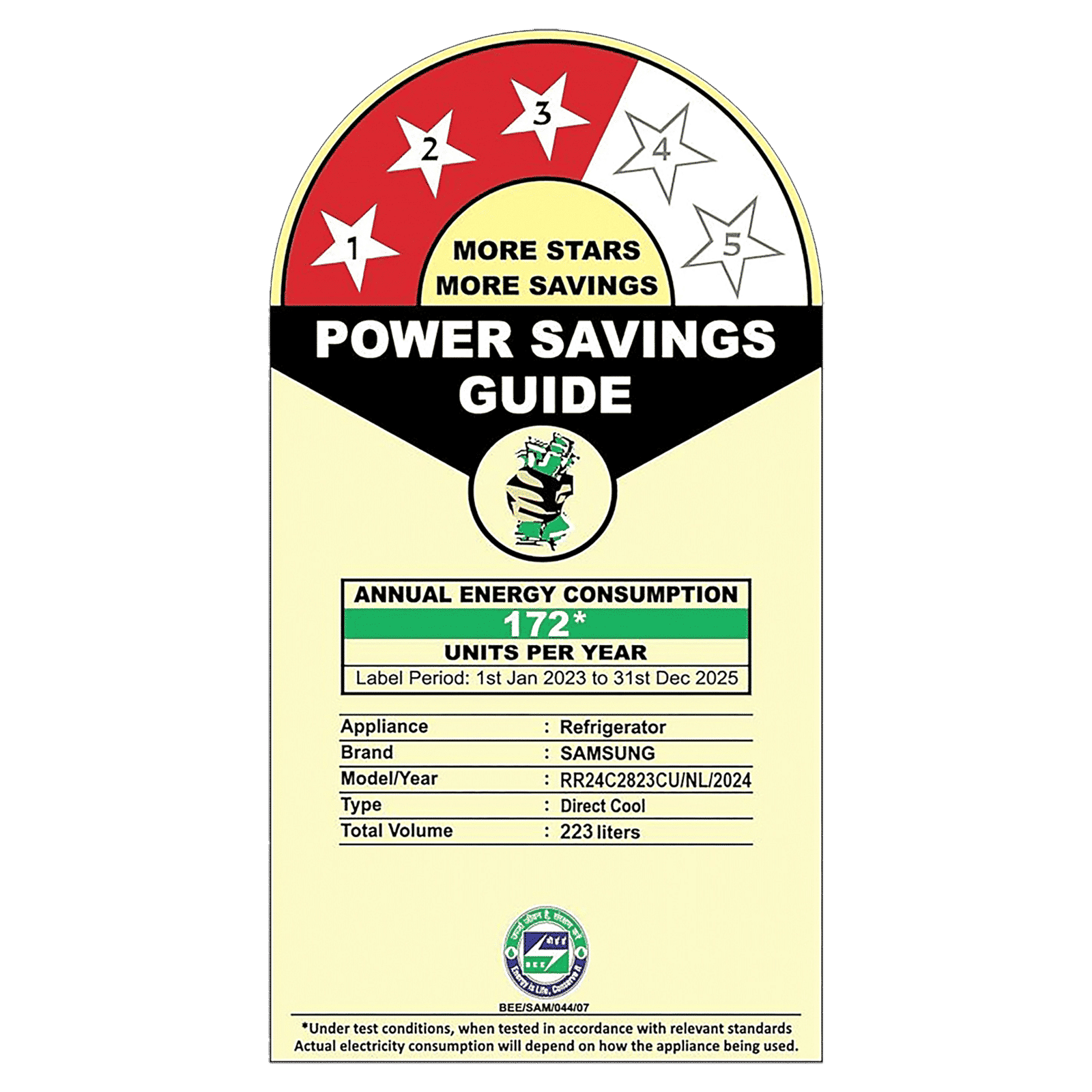 SAMSUNG Stylish Grande 223 Litres3 Star Direct Cool Single Door Refrigerator with Base Stand Drawer (RR24C2823CU/NL, Camellia Blue)