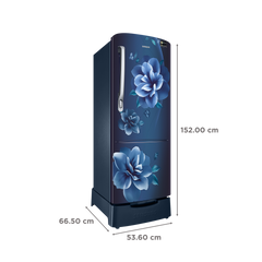 SAMSUNG Stylish Grande 223 Litres3 Star Direct Cool Single Door Refrigerator with Base Stand Drawer (RR24C2823CU/NL, Camellia Blue)