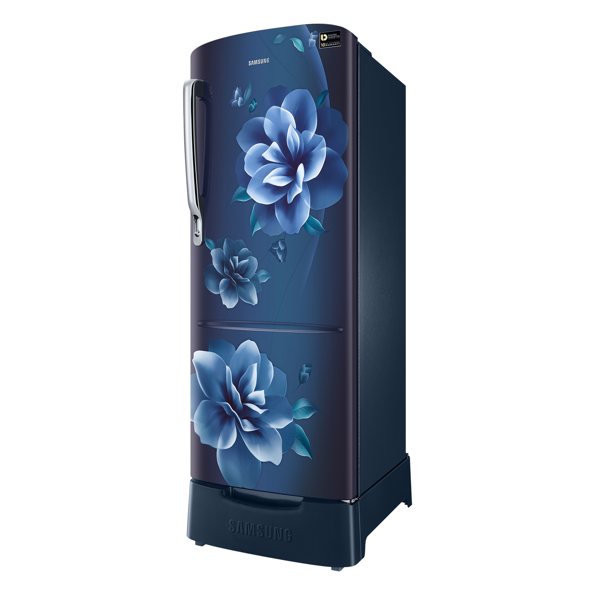 SAMSUNG Stylish Grande 223 Litres3 Star Direct Cool Single Door Refrigerator with Base Stand Drawer (RR24C2823CU/NL, Camellia Blue)