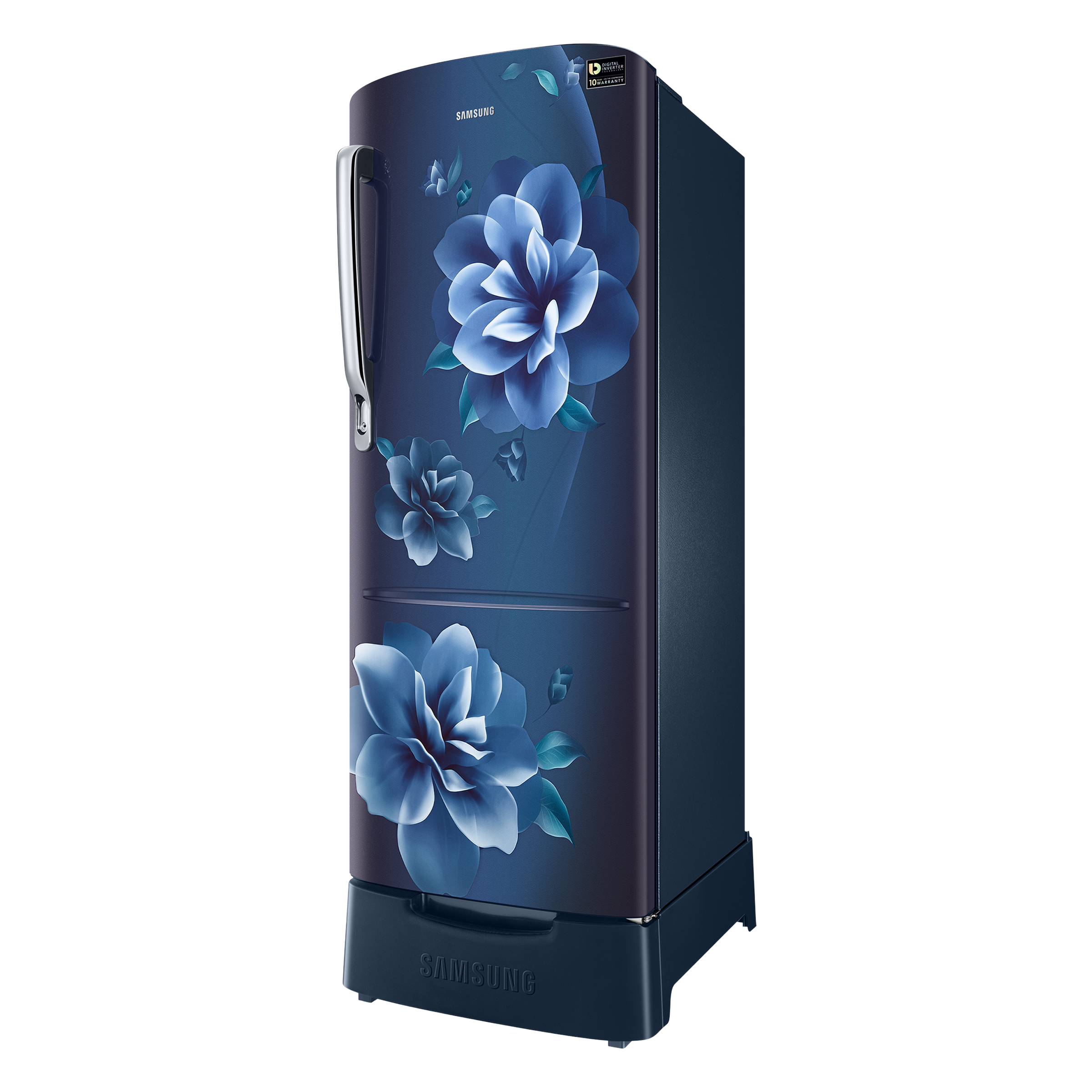 SAMSUNG Stylish Grande 223 Litres3 Star Direct Cool Single Door Refrigerator with Base Stand Drawer (RR24C2823CU/NL, Camellia Blue)