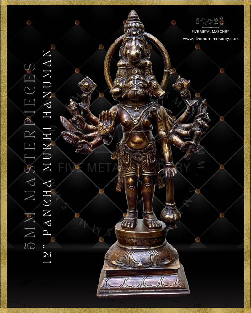 Pancha Mukhi Hanuman Panchaloha Bronze Icon - 12"-  Masterpieces Collection