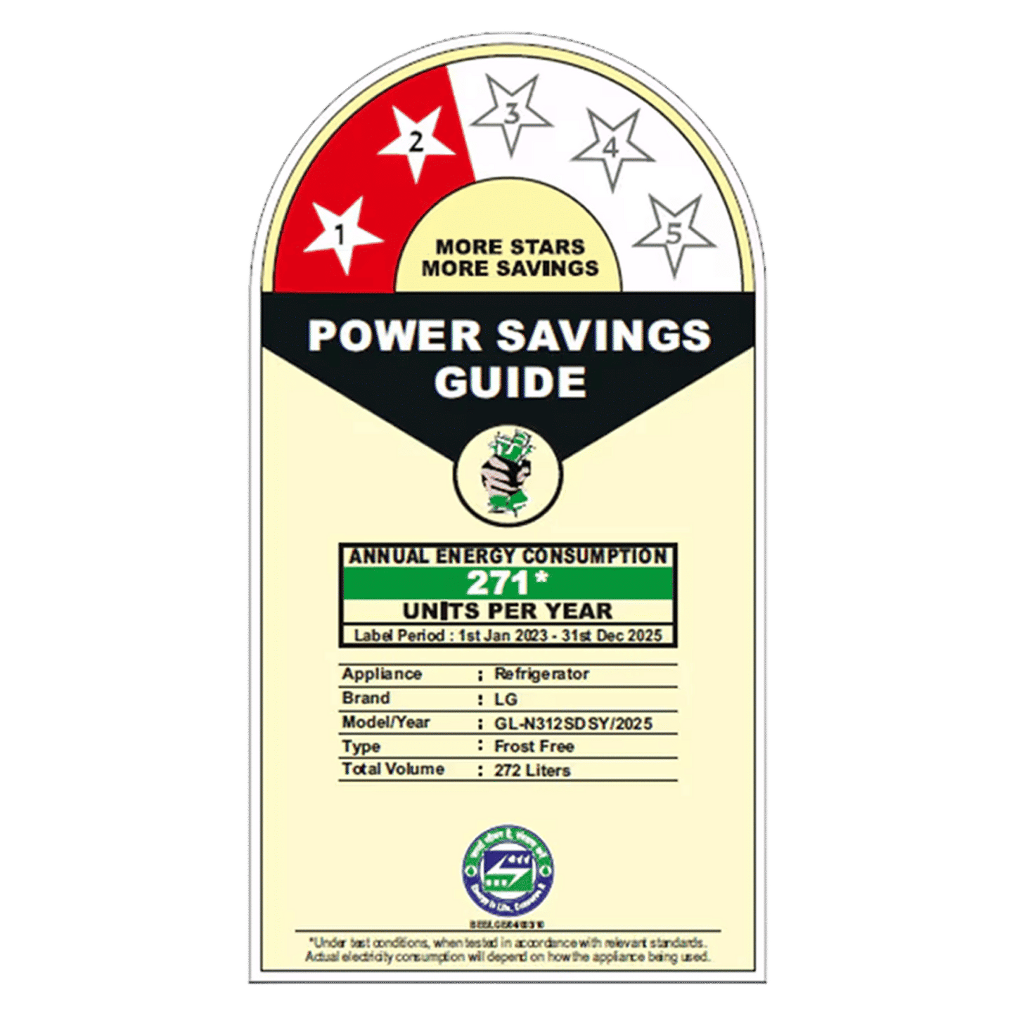 LG 272 Litres 2 Star Frost Free Double Door Refrigerator with Smart Diagnosis (GL-N312SDSY, Dazzle Steel)