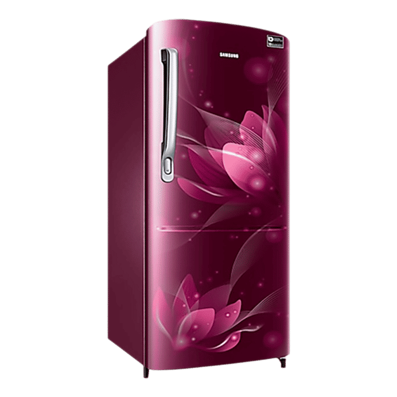 SAMSUNG Stylish Grande 183 Litres3 Star Direct Cool Single Door Refrigerator with Anti Bacterial Gasket (RR20C1723R8/HL, Blooming Saffron Red)