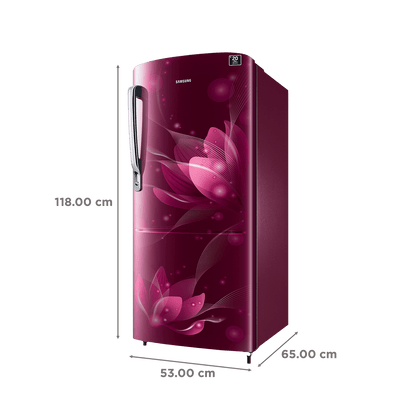 SAMSUNG Stylish Grande 183 Litres3 Star Direct Cool Single Door Refrigerator with Anti Bacterial Gasket (RR20C1723R8/HL, Blooming Saffron Red)