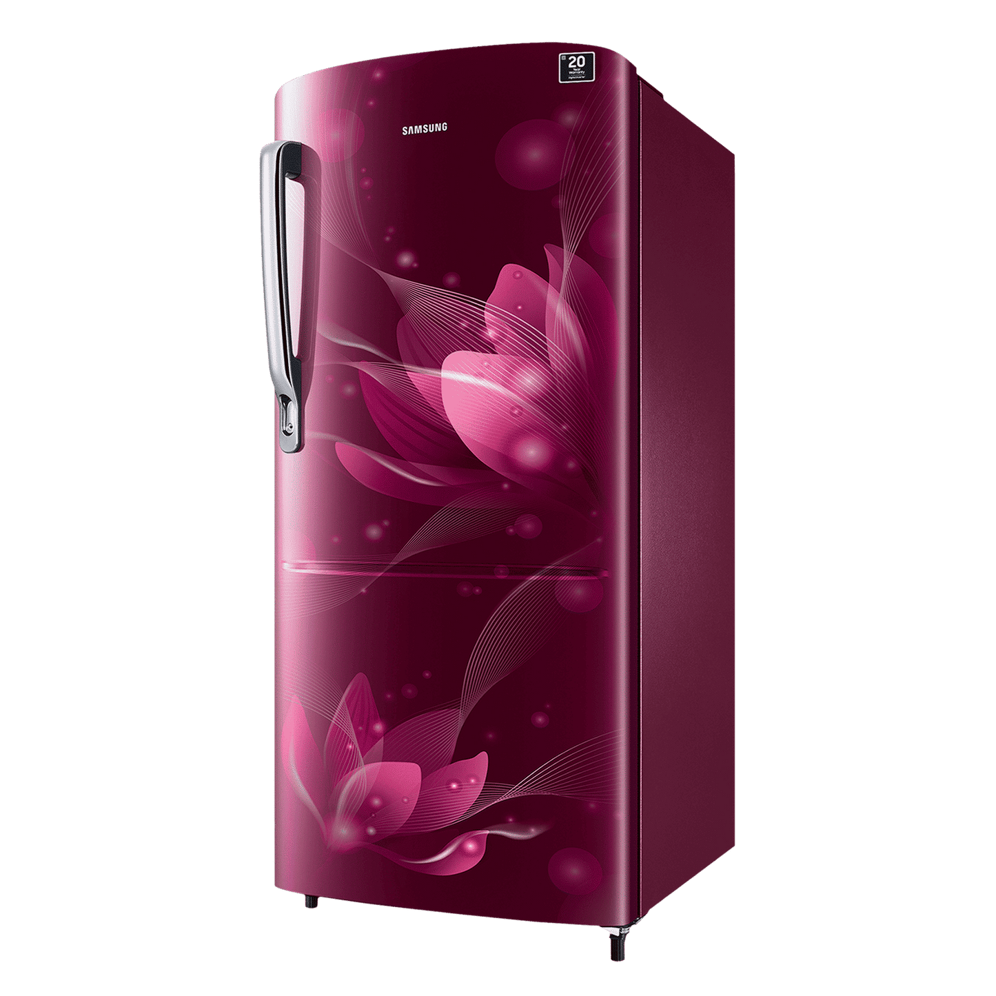 SAMSUNG Stylish Grande 183 Litres3 Star Direct Cool Single Door Refrigerator with Anti Bacterial Gasket (RR20C1723R8/HL, Blooming Saffron Red)
