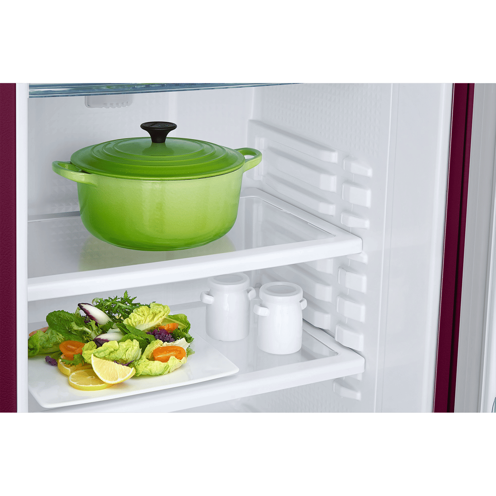 SAMSUNG Stylish Grande 183 Litres3 Star Direct Cool Single Door Refrigerator with Anti Bacterial Gasket (RR20C1723R8/HL, Blooming Saffron Red)