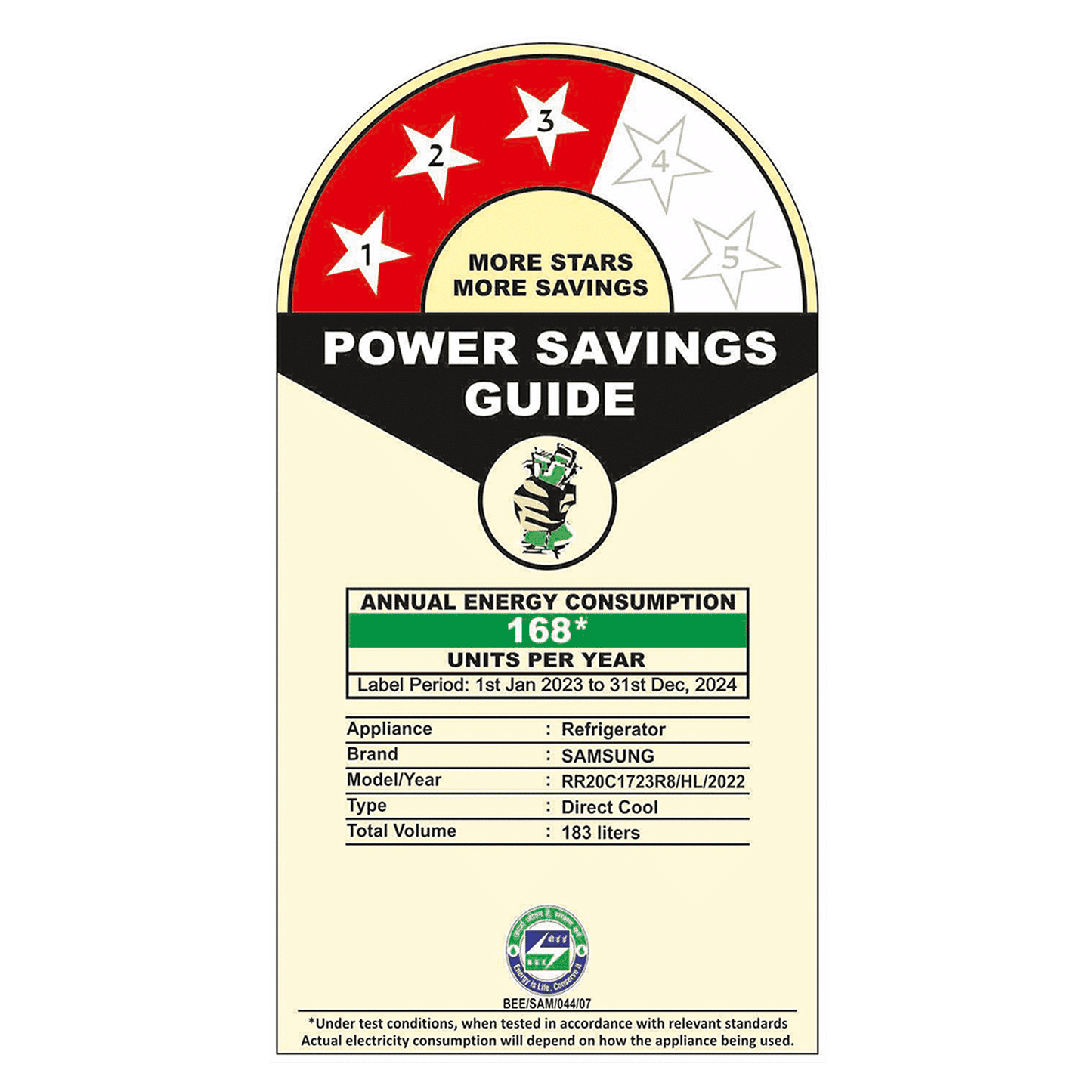 SAMSUNG Stylish Grande 183 Litres3 Star Direct Cool Single Door Refrigerator with Anti Bacterial Gasket (RR20C1723R8/HL, Blooming Saffron Red)