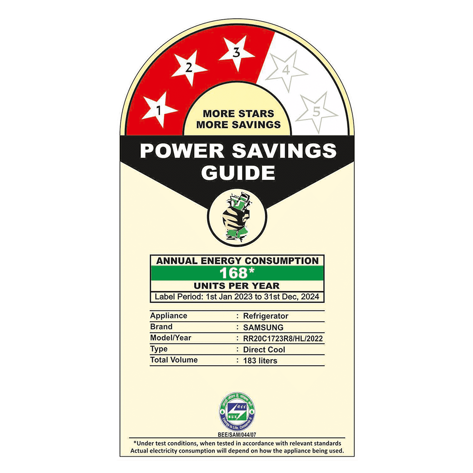 SAMSUNG Stylish Grande 183 Litres3 Star Direct Cool Single Door Refrigerator with Anti Bacterial Gasket (RR20C1723R8/HL, Blooming Saffron Red)