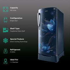 SAMSUNG 183 Litres 3 Star Direct Cool Single Door Refrigerator (RR20C1823U8/HL, Saffron Blue)