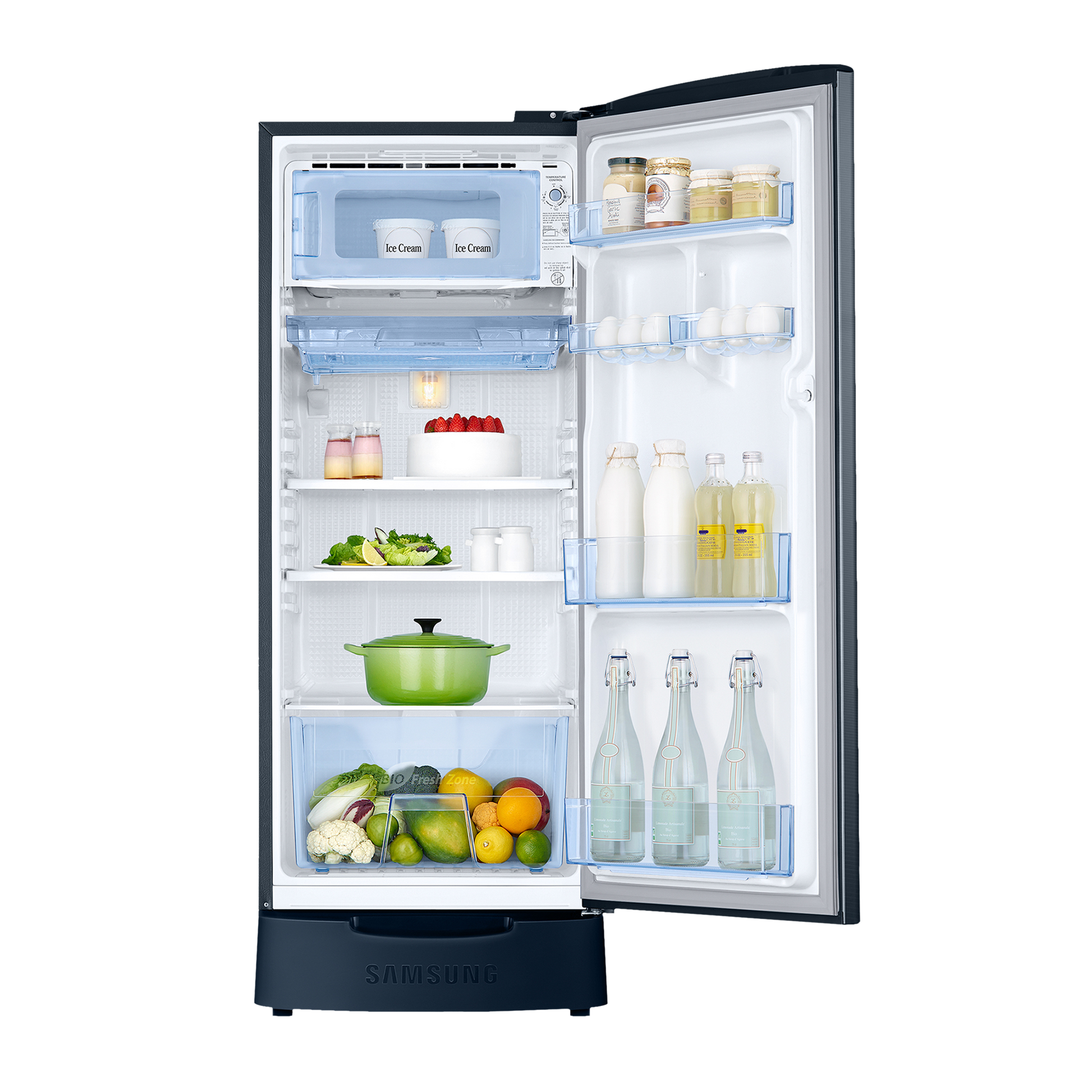 SAMSUNG 183 Litres 3 Star Direct Cool Single Door Refrigerator (RR20C1823U8/HL, Saffron Blue)