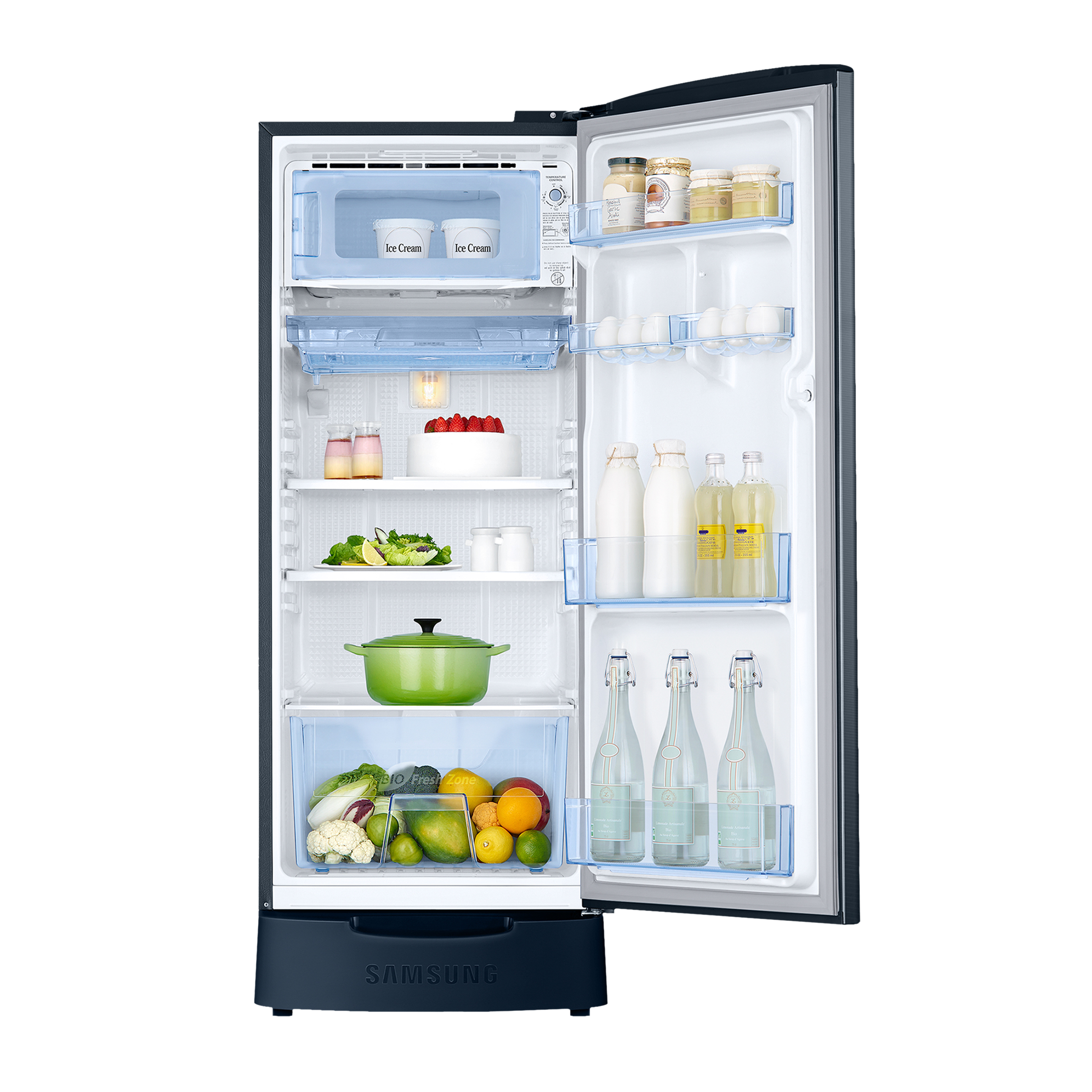 SAMSUNG 183 Litres 3 Star Direct Cool Single Door Refrigerator (RR20C1823U8/HL, Saffron Blue)