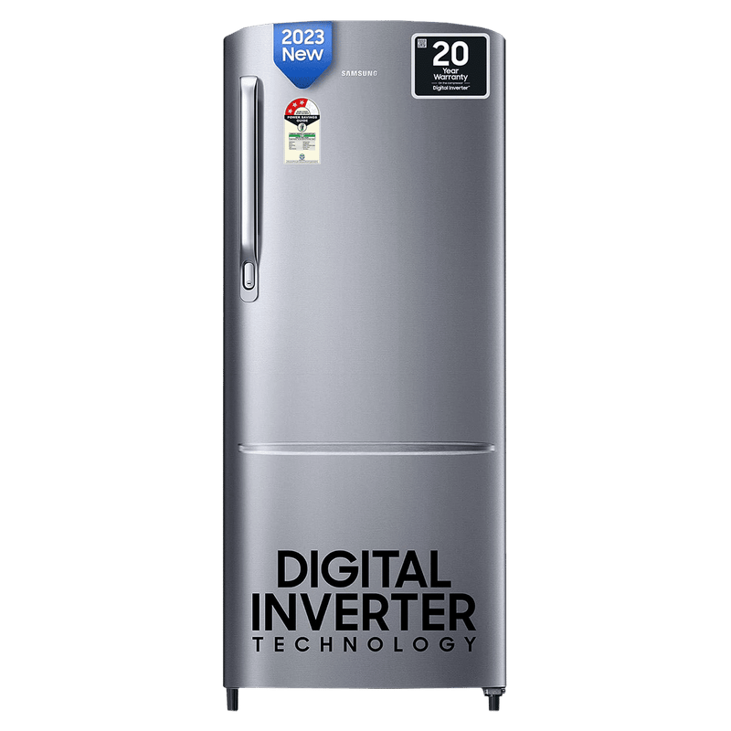 SAMSUNG Stylish Grande 183 Litres3 Star Direct Cool Single Door Refrigerator with Anti Bacterial Gasket (RR20C1723S8/HL, Elegant Inox)