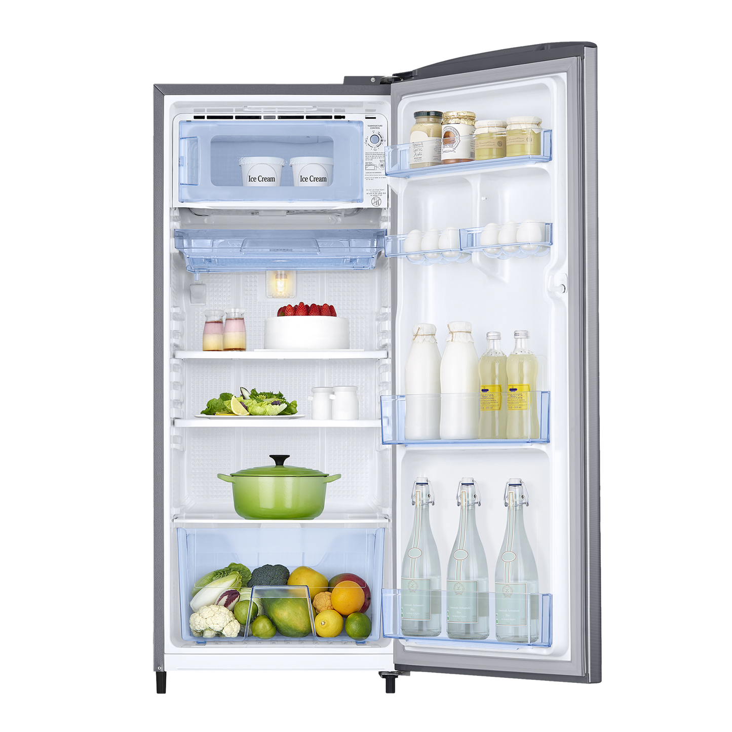 SAMSUNG Stylish Grande 183 Litres3 Star Direct Cool Single Door Refrigerator with Anti Bacterial Gasket (RR20C1723S8/HL, Elegant Inox)
