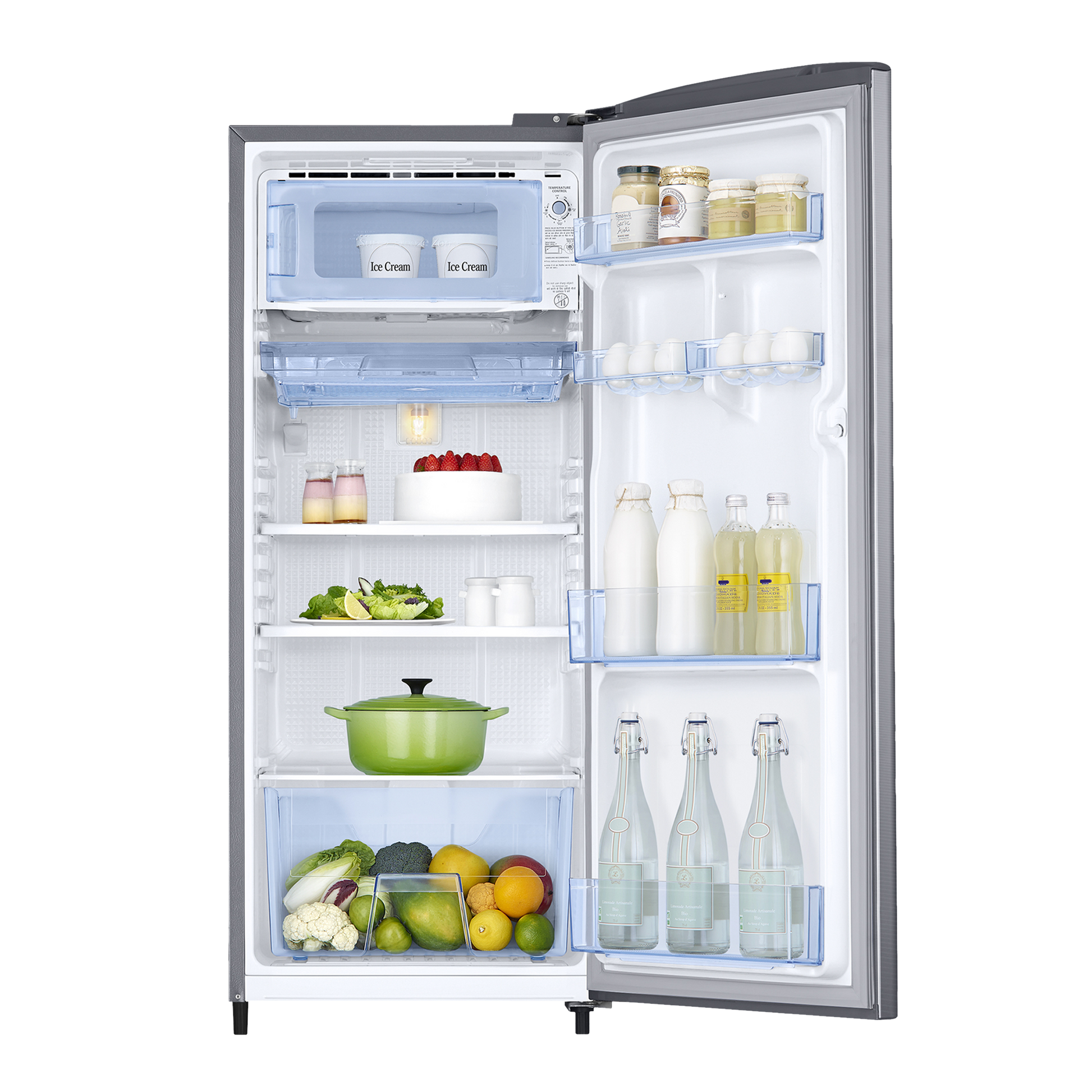 SAMSUNG Stylish Grande 183 Litres3 Star Direct Cool Single Door Refrigerator with Anti Bacterial Gasket (RR20C1723S8/HL, Elegant Inox)