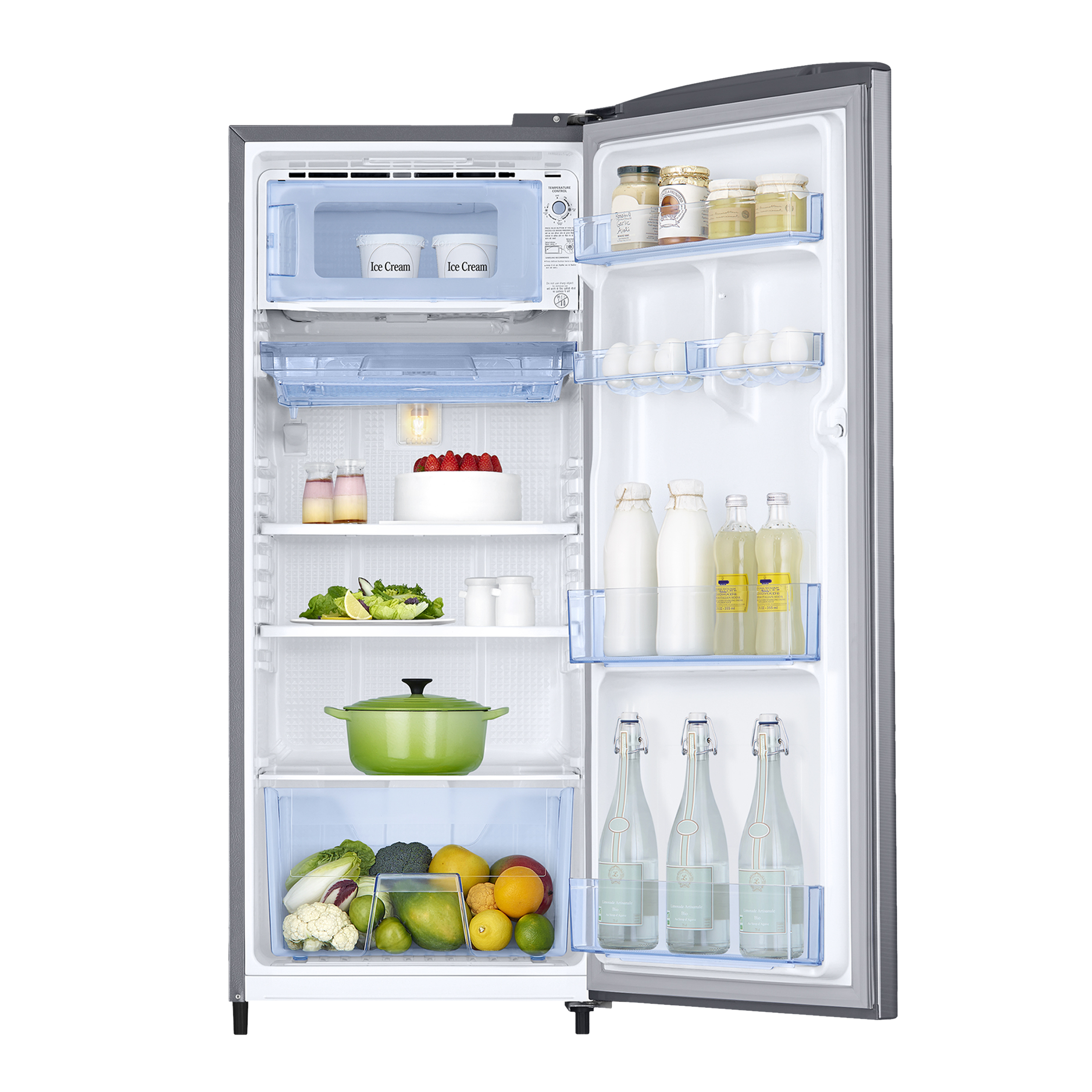 SAMSUNG Stylish Grande 183 Litres3 Star Direct Cool Single Door Refrigerator with Anti Bacterial Gasket (RR20C1723S8/HL, Elegant Inox)